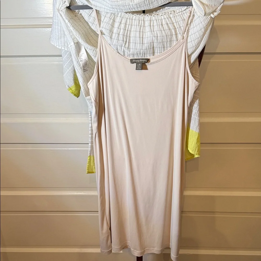 Tommy Bahama 2-Piece Gauze Maxi Dress Removable wearable Slip Dress beachy L